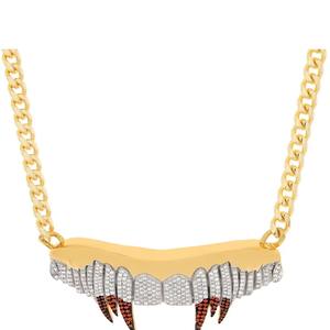 Colgante de Colmillo de Vampiro Dorado con Detalle de Moissanita, Bañado en Rodio, para Hombre, Estilo Hip Hop, Collar de Moda - Product Image 2