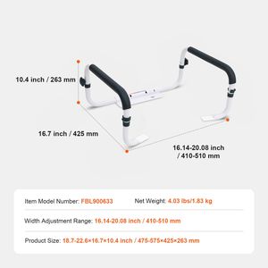 Maniglia di Sicurezza per WC con Capacità di 300 Libbre, Larghezza Regolabile, Telaio per Sedile, Facile Installazione, Maniglie Ausiliarie per la Maggior Parte dei WC - Product Image 6