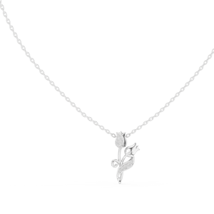 Collar de Diseño con Colgante de Diamantes Inspirado en la Naturaleza, Diseño de Hoja y Capullo - Product Image 4