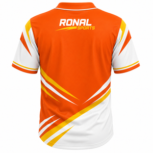 RONAL SPORTS เสื้อเบสบอลชายแขนสั้นสีส้มสีขาวซับลิเมชั่นแห้งเร็วชุดยูนิฟอร์มผู้ใหญ่ขนาดทุกฤดูกาล - Product Image 2