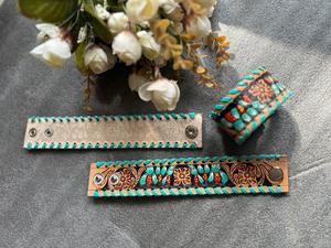 Nueva llegada Venta caliente occidental elegante hecho a mano pintado cuero mecanizado mano brazalete pulseras Unisex uso diario accesorio de moda - Product Image 4