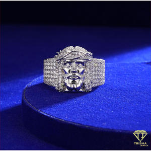 Anillo de Diamante Moissanita en Plata de Ley 925, Corona de Espinas, Banda Religiosa para Minoristas y Revendedores de Joyería - Product Image 3