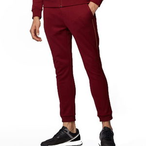 Chándal con Capucha Color Granate para Hombre, Manga Larga, Cierre de Cremallera, Bolsillos Laterales, Corte Regular, Color Sólido, Estilo Casual Otoñal, 100% Algodón - Product Image 4