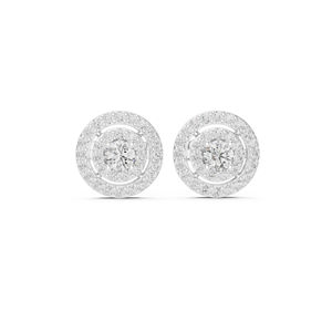 Boucles d'oreilles de fiançailles en or jaune 14 carats avec diamant rond cultivé en laboratoire pour femmes |   Nouveau diamant cultivé - Product Image 2
