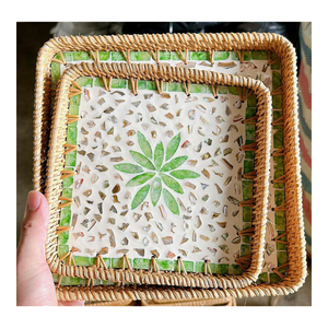 99 <b>GOLD</b> DATA Modern Floral Pattern <b>Serving</b> <b>Tray</b> with Brushed Finish Dishwasher Safe Handles for Residential & Restaurant Use - Product Image 4