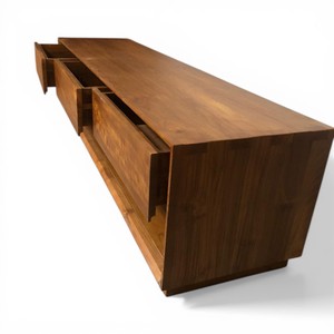 Centro de Entretenimiento de Madera de Teca Sólida Estilo Japandi, Mesa de TV Flotante Hecha a Mano para el Hogar y Hoteles - Product Image 5