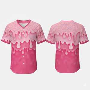 Kaos Baseball/Softball Pria Dewasa Desain Tetesan Baru Logo Tim Kustom Murni Grosir Bernapas Pakaian Olahraga 100% - Product Image 2