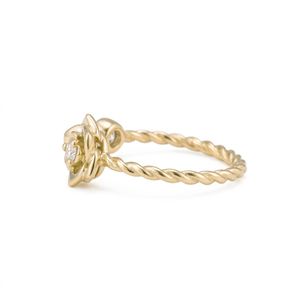 Anillo de Diamante Cultivado en Laboratorio con Certificado IGI, Diseño de Flor Rosa con Banda Trenzada en Oro Sólido de 14K, Joyería Romántica y de Promesa - Product Image 3