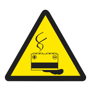 Étiquette d'avertissement de danger de batterie autocollante en plastique Brady 4x6 pour les laboratoires et les zones chimiques industrielles - Product Image 1