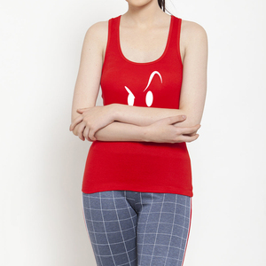 Wholesale Women's Sporty Lightweight Custom Printed Yoga Gym Tank <b>Tops</b> 100% Cotton Jersey Slim Fit - Product Image 2