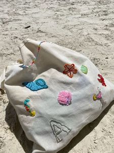 Sac fourre-tout en coton fait main avec perles, forme personnalisable et broderie de perles de rocaille pour la décoration de la maison du Nouvel An - Product Image 3