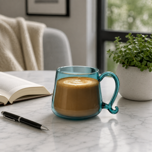 Tasse à café/thé en borosilicate de 300 ml, faite à la main, avec logo personnalisé, pour cadeaux d'entreprise et kits de bienvenue promotionnels - Product Image 6