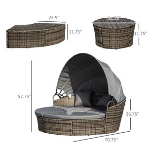 Set da Patio in Rattan 4 Pezzi con Lettino e Divano Sezionale con Tettoia Regolabile per il Comfort all'Aperto - Product Image 3