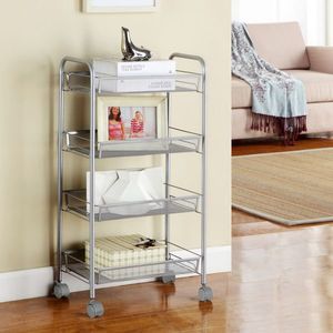 Carrito de Almacenamiento Plateado de Cuatro Niveles Desmontable con Malla de Nido de Abeja: Solución Organizativa Práctica - Product Image 6