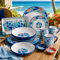 Collection de vaisselle moderne mélange de couleurs : Assiettes, bols, tasses pour hôtels, cafés, traiteurs et buffets – Service de table en mélamine