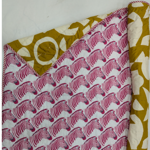 Ensemble de couette pour bébé imprimé à la main de Jaipur, motif zèbre, écologique, doux, 100% coton, réversible, 200TC, pour voyage et crèche - Product Image 1