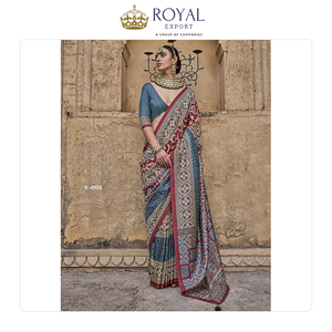 Good Quality Latest Fashion of Bollywood Style Elegant Design Women Party Wear Silk Saree with Digital Print at Low Price - Product Image 5