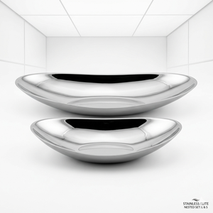 Juego de bandejas de servir modernas de aluminio curvado, platos decorativos de metal para alimentos con asas para decoración de hoteles, restaurantes y hogares. - Product Image 4