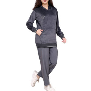 Tenue d'hiver décontractée tendance pour femmes, survêtement en velours, matière en velours pelucheux, confort toute la journée, survêtement en velours pour femmes - Product Image 2