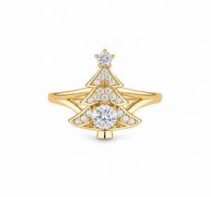 Anillo de Lujo con Diamantes de Laboratorio para Mujer, 0.30ctw, Corte Redondo, Oro Sólido de 14K, Elegante Regalo de Navidad para Fiestas - Product Image 2