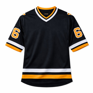 Camiseta de Fútbol Americano de Malla Negra para Hombre, Manga Corta, Transpirable, Uniforme Personalizable con Logotipo, Ropa Deportiva OEM de Fábrica - Product Image 3
