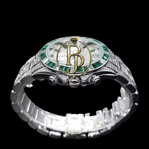 BRIVA JEWELS BJ005 Shanghai Emerald Frost 42mm Montre chronographe de luxe en acier inoxydable automatique mécanique pour homme 20mm Verre - Product Image 4