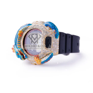 Reloj Deportivo Digital Personalizado OEM 3D Dragon Iced para Hombre con Cristal de Zafiro, Bisel con Diamantes Moissanite VVS, Estilo Hip Hop, para Uso Diario, Resistente al Agua - Product Image 2