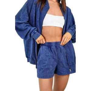 Ensemble de survêtement pour femme de haute qualité, 100% coton, coupe oversize, délavé à l'acide, avec logo personnalisé, pour la vente en gros - Product Image 5