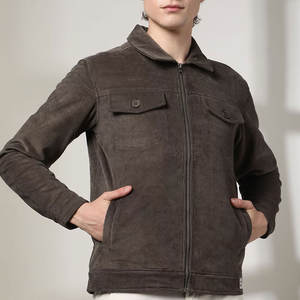 Blouson en daim à carreaux pour homme, collection automne-hiver 2026, coupe ajustée, col à revers, style décontracté, streetwear, coupe-vent - Product Image 2
