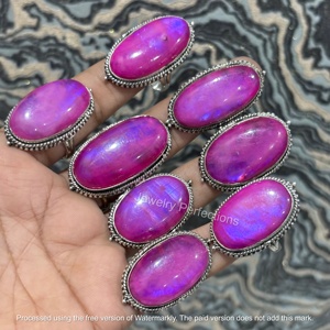 Wholesale Trending 925 <b>Silver</b> Plated Oval Moonstone <b>Rings</b> Bulk Natural Gemstone Bezel <b>Set</b> Bohemian Fashion Jewelry Engagement - Product Image 3