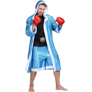 Disfraz de Boxeador para Hombre Adulto, Talla Única, Color Azul, Bata de Campeón de Boxeo para Fiestas y Eventos Temáticos - Product Image 4
