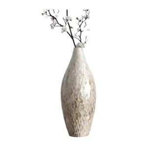 Modern Mother of Pearl Mosaic <b>Table</b> Vase <b>Round</b> Ceramic Floral Display Modern Home Decor Vietnam - Product Image 1