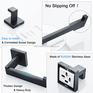 Ensemble d'accessoires de salle de bain : porte-serviettes, anneau porte-serviettes, porte-papier toilette et crochets pour peignoirs pour la maison - Product Image 4