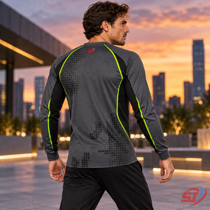 Custom <b>Mens</b> Athletic Long Sleeve Sports T-<b>Shirt</b> Breathable Quick Dry Sublimation Printed Polyester/Cotton Workout ODM - Product Image 4