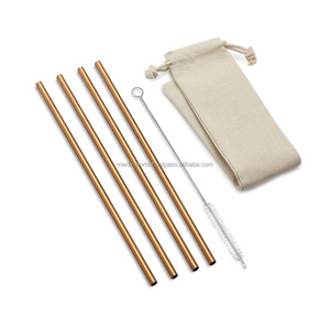 Pailles en acier inoxydable réutilisables de luxe avec brosse de nettoyage - Haute qualité, écologiques, choix zéro déchet, logo personnalisé, polyvalentes - Product Image 1