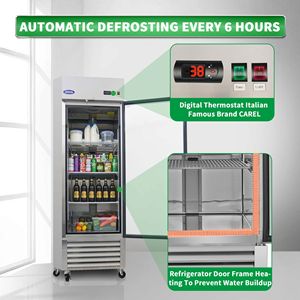 ORIKOOL Frigorifero Commerciale con Porta a Vetro a Battente da 27 Pollici, 23 Cu.ft, in Acciaio Inossidabile, Espositore Refrigerato per Prodotti, Congelatori e Frigoriferi - Product Image 4