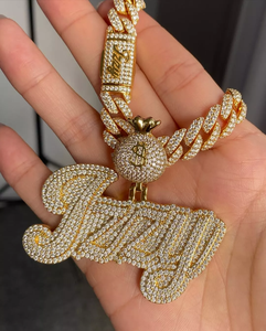 Colgante de Moissanita VVS Iced Out, Bicolor, Plata 925, Chapado en Oro de 18k, Letra Personalizada, Estilo Hip Hop - Product Image 1