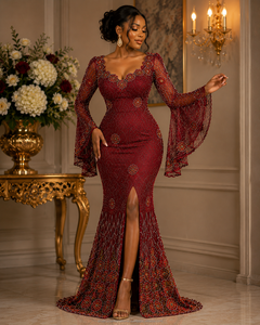 Tela de Encaje Nigeriana de Lujo Ecológica y Sostenible, Bordada con Patrón Floral, Poliéster/Algodón, Alta Calidad para Confección de Ropa y Manualidades - Product Image 3