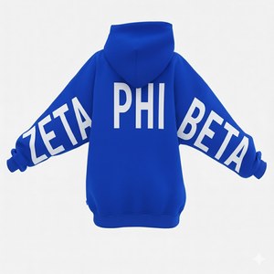 Sudadera con capucha de gran tamaño Zeta Phi Beta Premium de algodón y poliéster, estilo de hermandad elegante con logotipo frontal de ropa griega personalizado - Product Image 2