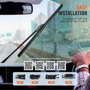 Spazzole tergicristallo universali di ricambio da 40 cm in gomma con 4 clip diverse per una migliore aderenza e bassa rumorosità - Product Image 6