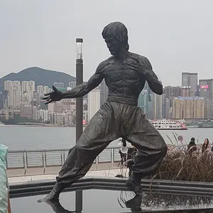 China Famous Kung Fu Movie Star Bruce Lee Statue Life Size Chinese Superstar Copper Sculpture