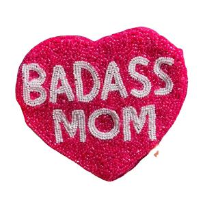 Monedero de moda BADASS MOM bordado a mano con cuentas y diseño de trébol, multifuncional y duradero - Product Image 1