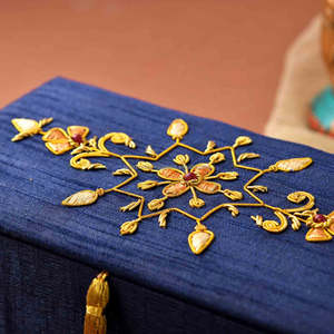 Zardozi Luxury Cardboard <b>Plain</b> Engraved Magnetic Snap Butterfly Shape Jewelry Box Pearl Beaded Embroidered Wedding Bridal <b>Ring</b> - Product Image 4