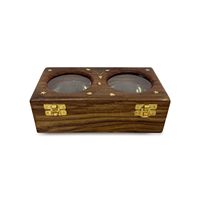 Boîte à fruits secs en bois de Sheesham |   Boîte de rangement à 2 compartiments de style chinois traditionnel avec couvercle transparent miroir |   Fait main 10ml