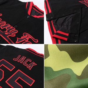 Custom <b>Camo</b> Purple Gold Black Varsity Letterman <b>Jacket</b> Wholesale Full Snap Bomber Unisex Salute to Service Team Sports Coat - Product Image 5