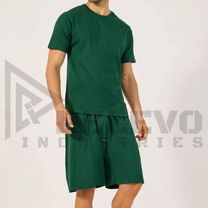 Ensemble T-shirt et short en coton pour homme Relevo, coupe ample, séchage rapide, tenue décontractée d'été, tissu respirant tricoté - Product Image 4