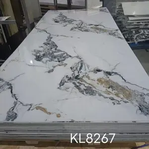 BAIJIN 1220x2800 Waterproof High Glossy Interior Wall PVC Marble Alternative Sheet UV Marble Panel