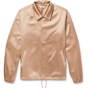 Men's <b>Coaches</b> Jackets Custom Satin Single-Row Button Stand Collar Solid Pattern Casual Style <b>Coaches</b> Jacket For Online Sale - Product Image 1