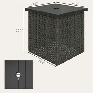 Tavolino da Caffè Quadrato Marrone Misto per Esterni con Ombrelloni e Basi per Patio - Product Image 6