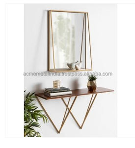 กระจกติดผนังทองเหลืองสีทองพร้อมที่ใส่วัสดุเหมาะสำหรับห้องน้ำและห้องนั่งเล่นของตกแต่งบ้าน - Product Image 4